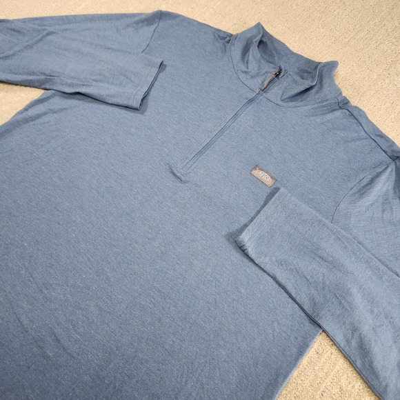 Aftco Fishing Sweatshirt Men Large Performance 1/4 Zip Pullover Quick Dry Blue - Picture 1 of 9